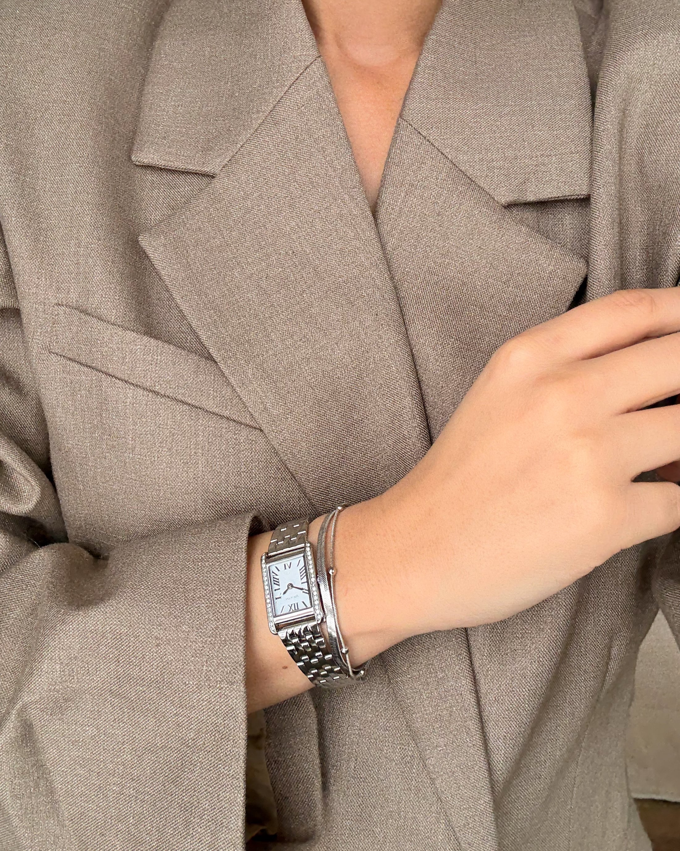 Ivy n Rox Bliss klockset dam - rektangulär, silver, 19x28 mm