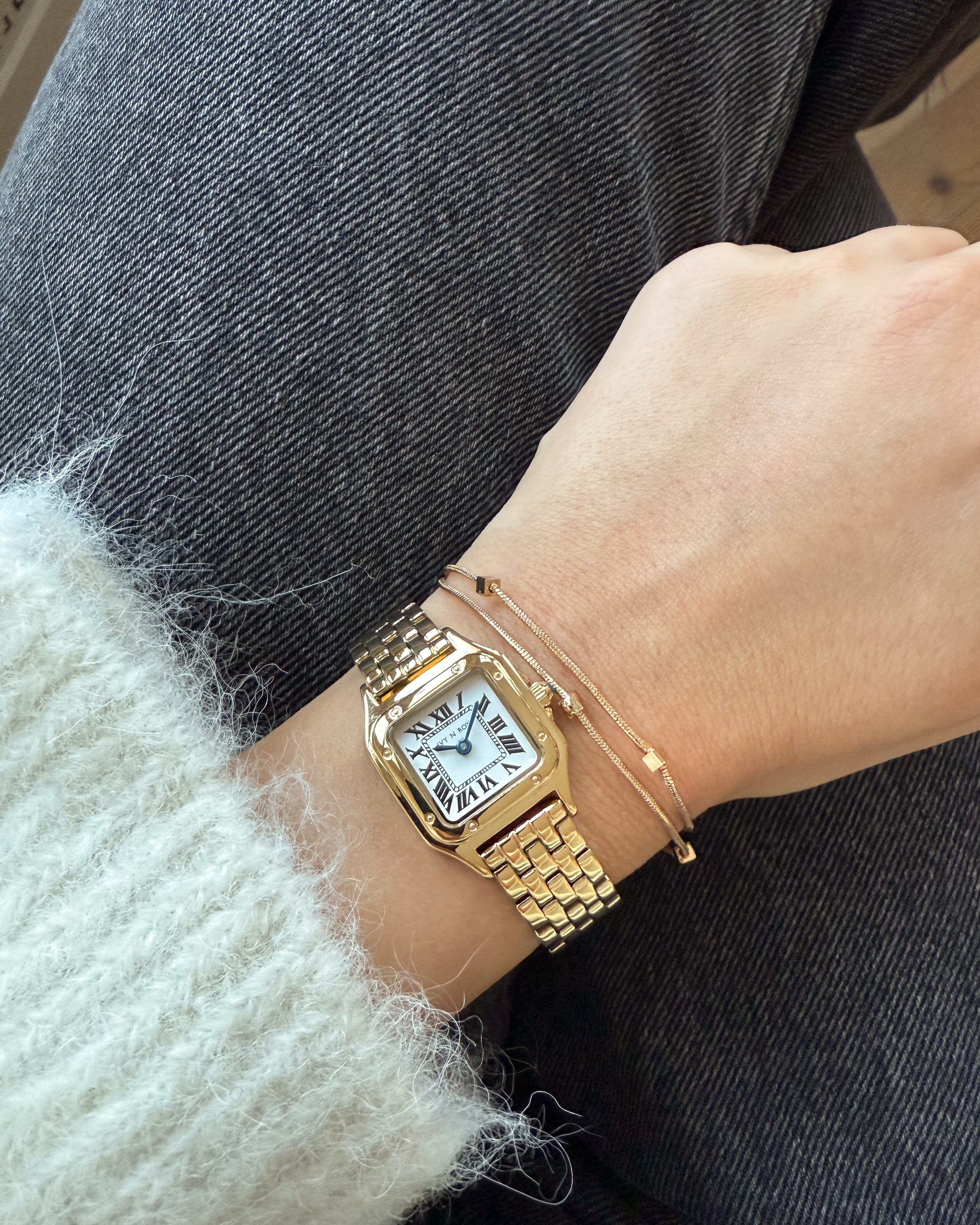 Ivy n Rox Classy klockset - kvadratisk, guld, 24x24mm