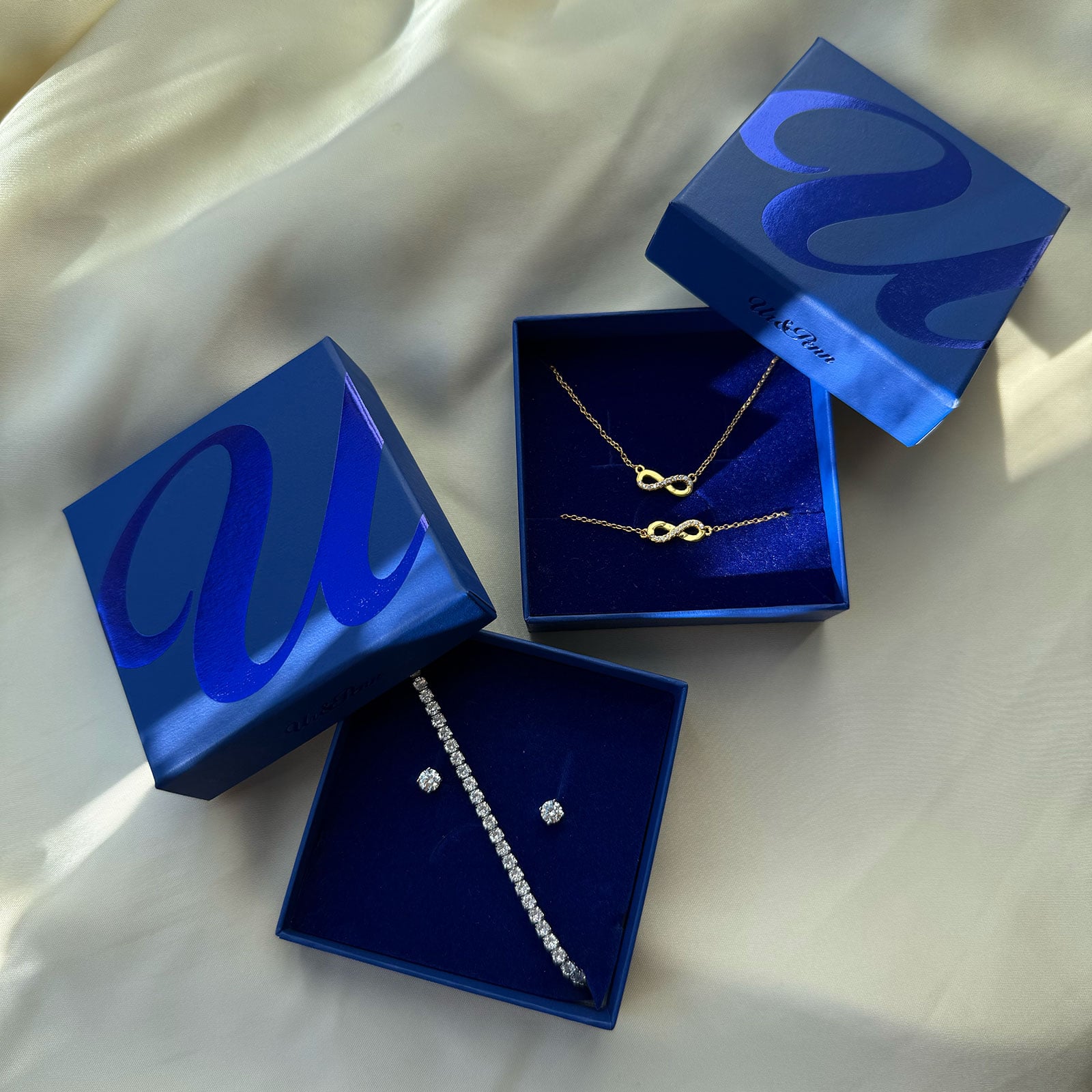 Set äkta silver, armband & örhängen