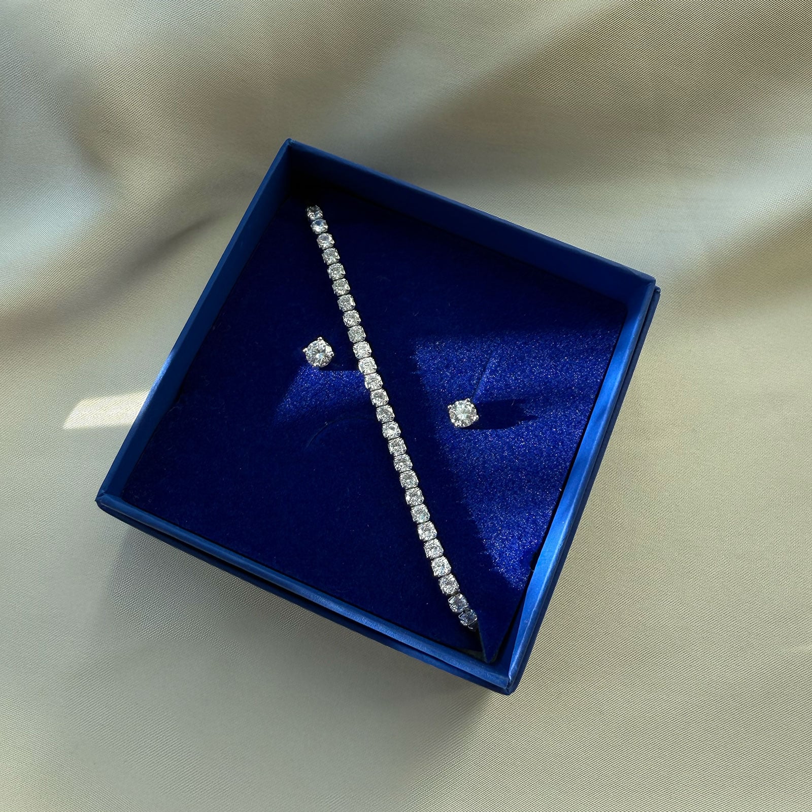 Set äkta silver, armband & örhängen