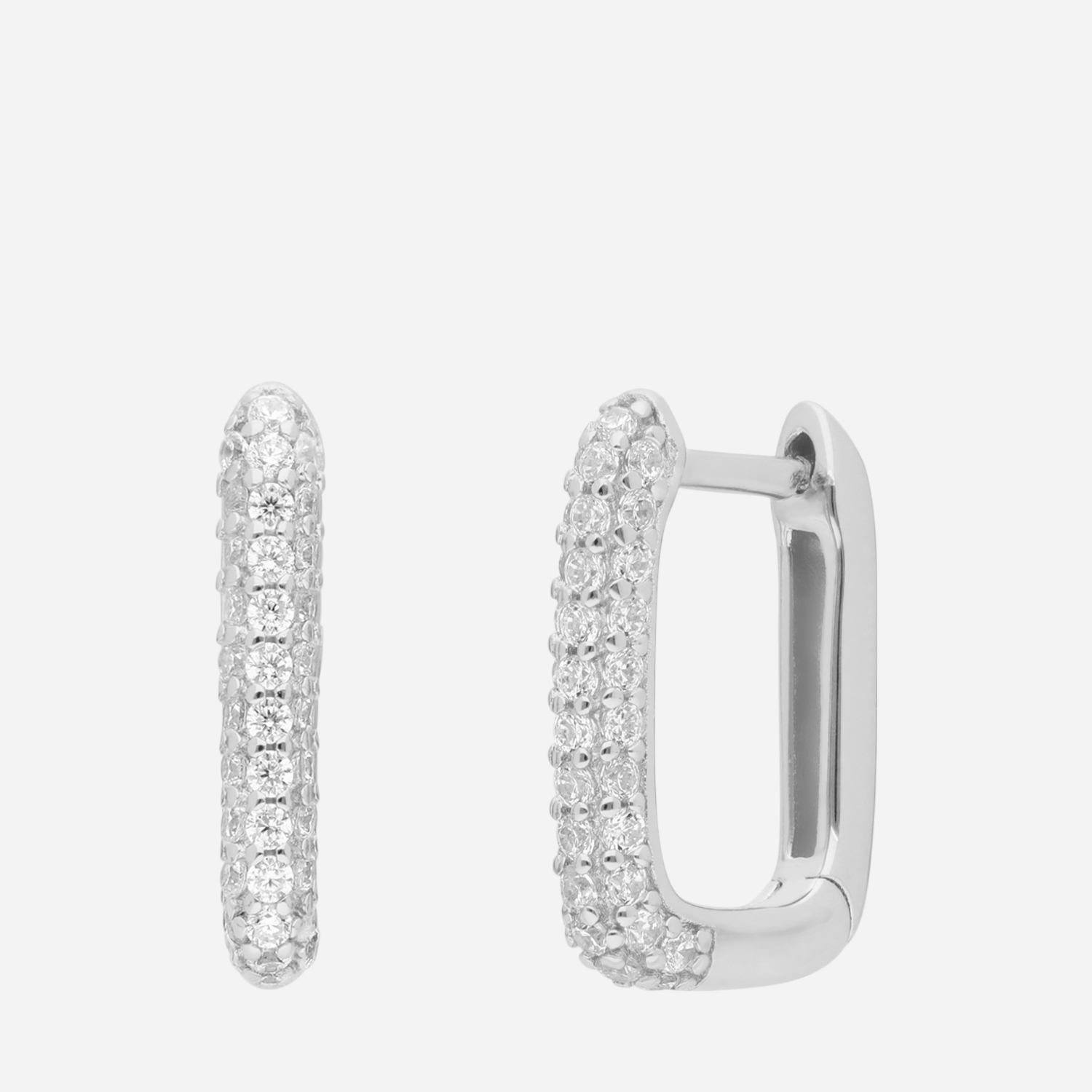 Örhängen i rhodinerat silver - oval med Kubisk Zirkonia och kristaller 14 mm