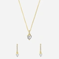 Set i guldpläterat silver, halsband och örhängen med hjärtan