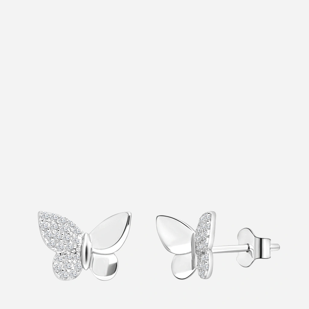 Örhängen i rhodinerat silver - fjäril med Kubisk Zirkonia 10 mm