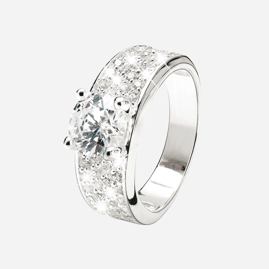 Bred ring i rhodinerat silver med Kubisk Zirkonia - 16