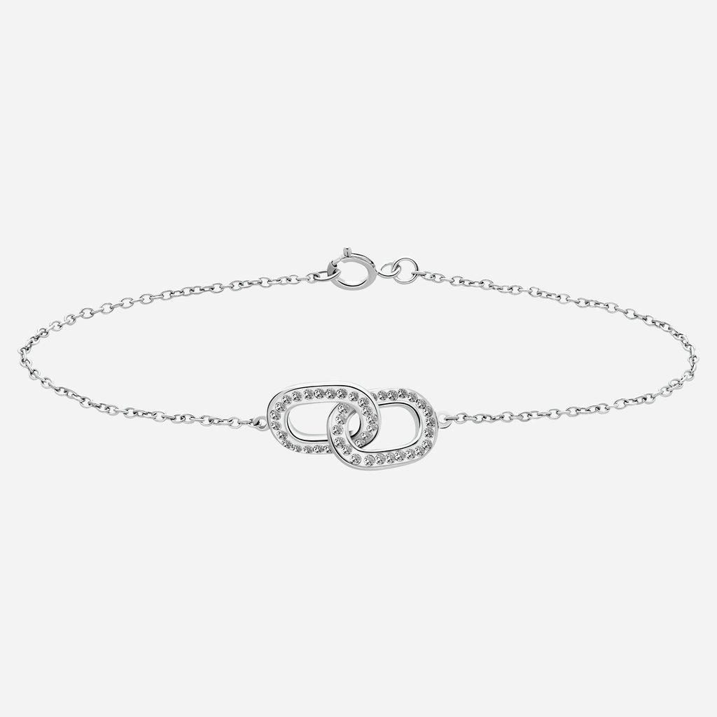 Rhodinerat silverarmband, två länkar - 17+2 cm