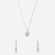 Set i rhodinerat silver, halsband och örhängen med hjärtan