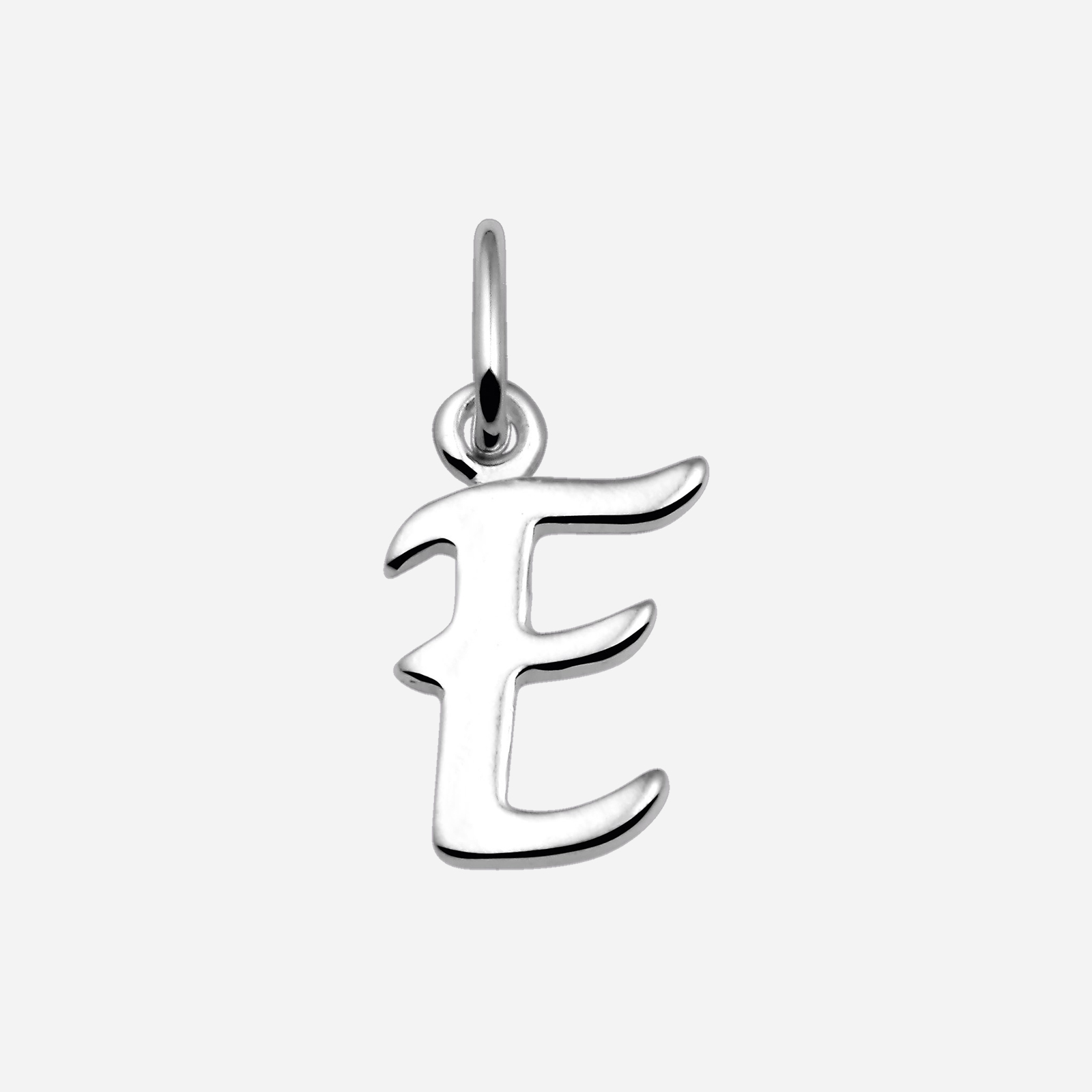 Hängsmycke i rhodinerat silver - bokstav E