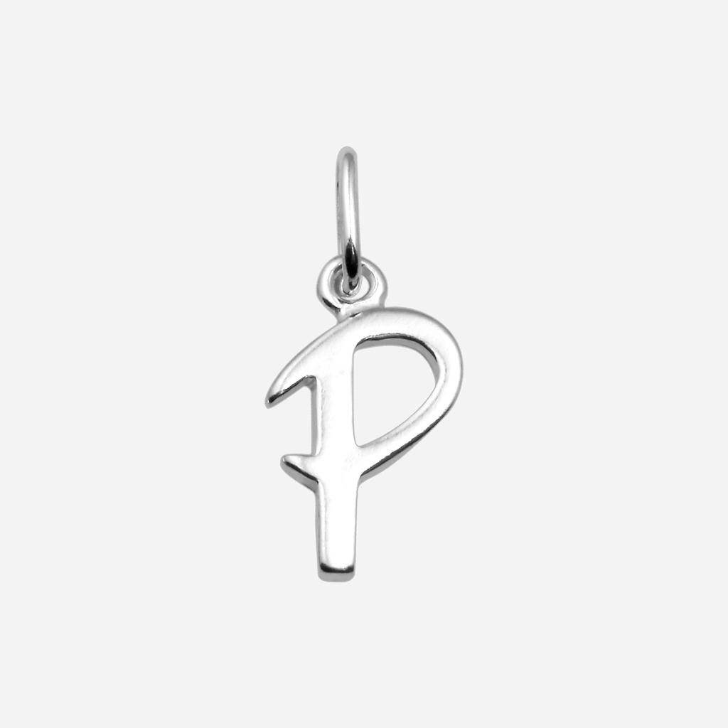 Hängsmycke i rhodinerat silver - bokstav P
