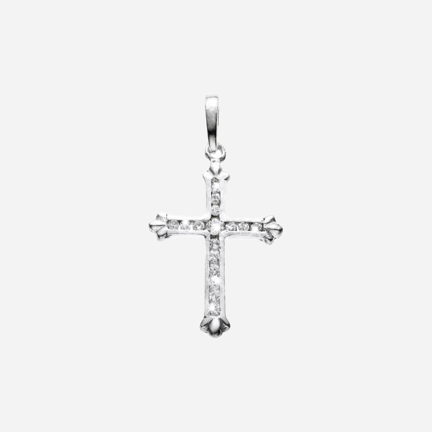 Halsbandshänge i rhodinerat silver med kors Kubisk Zirkonia
