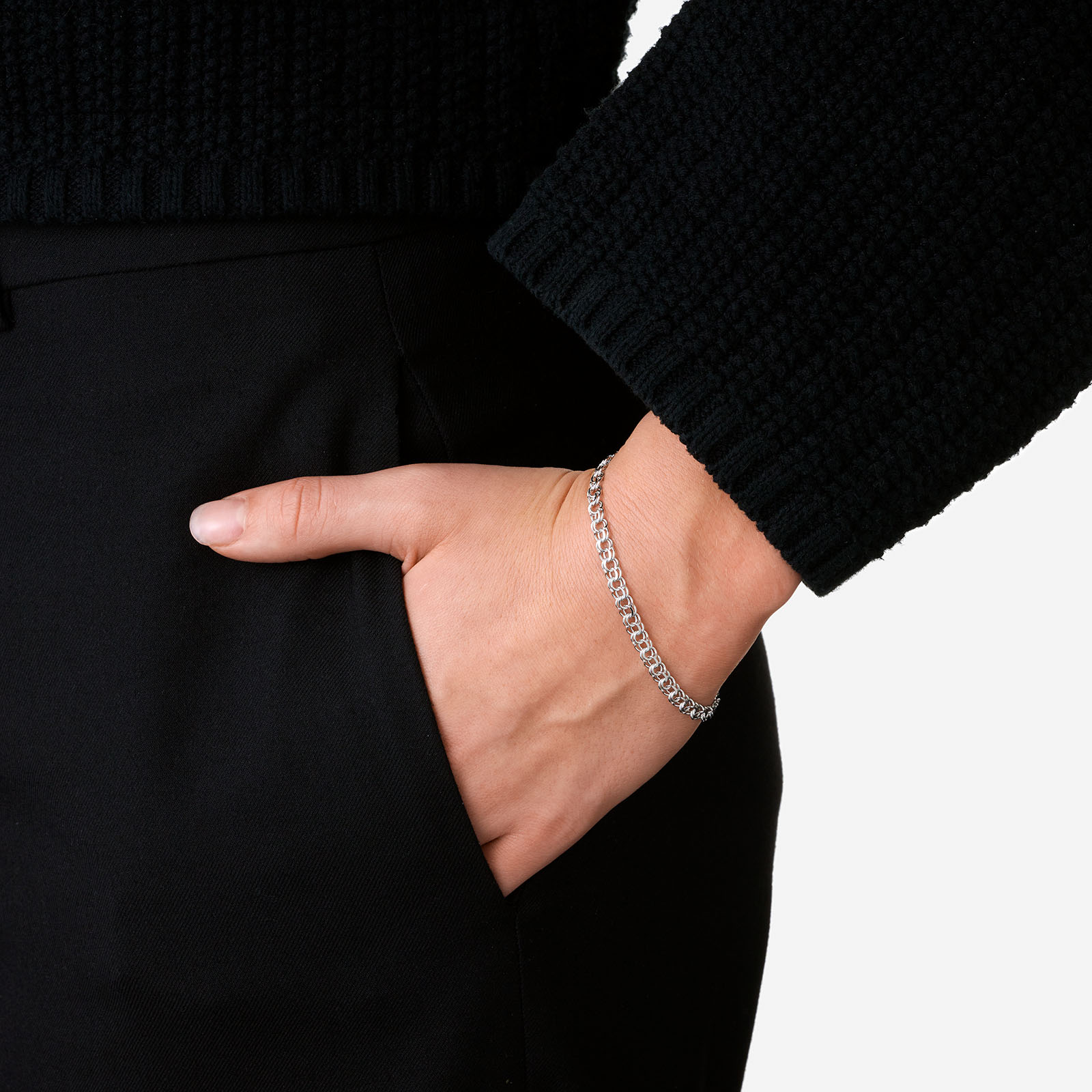 Armband dam i silver, 4,5mm bismarck 18cm