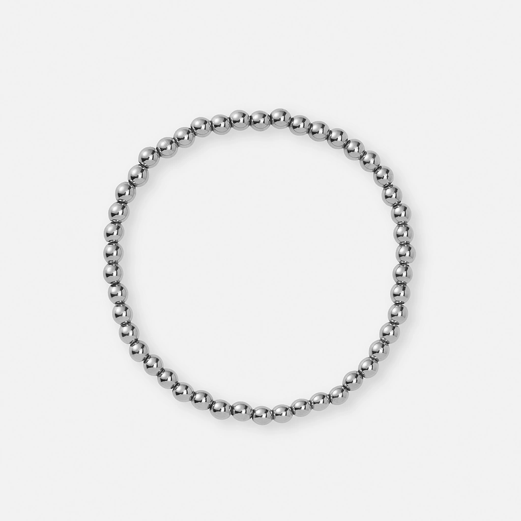 Armband i stål - elastiskt med 4mm kulor, 17cm