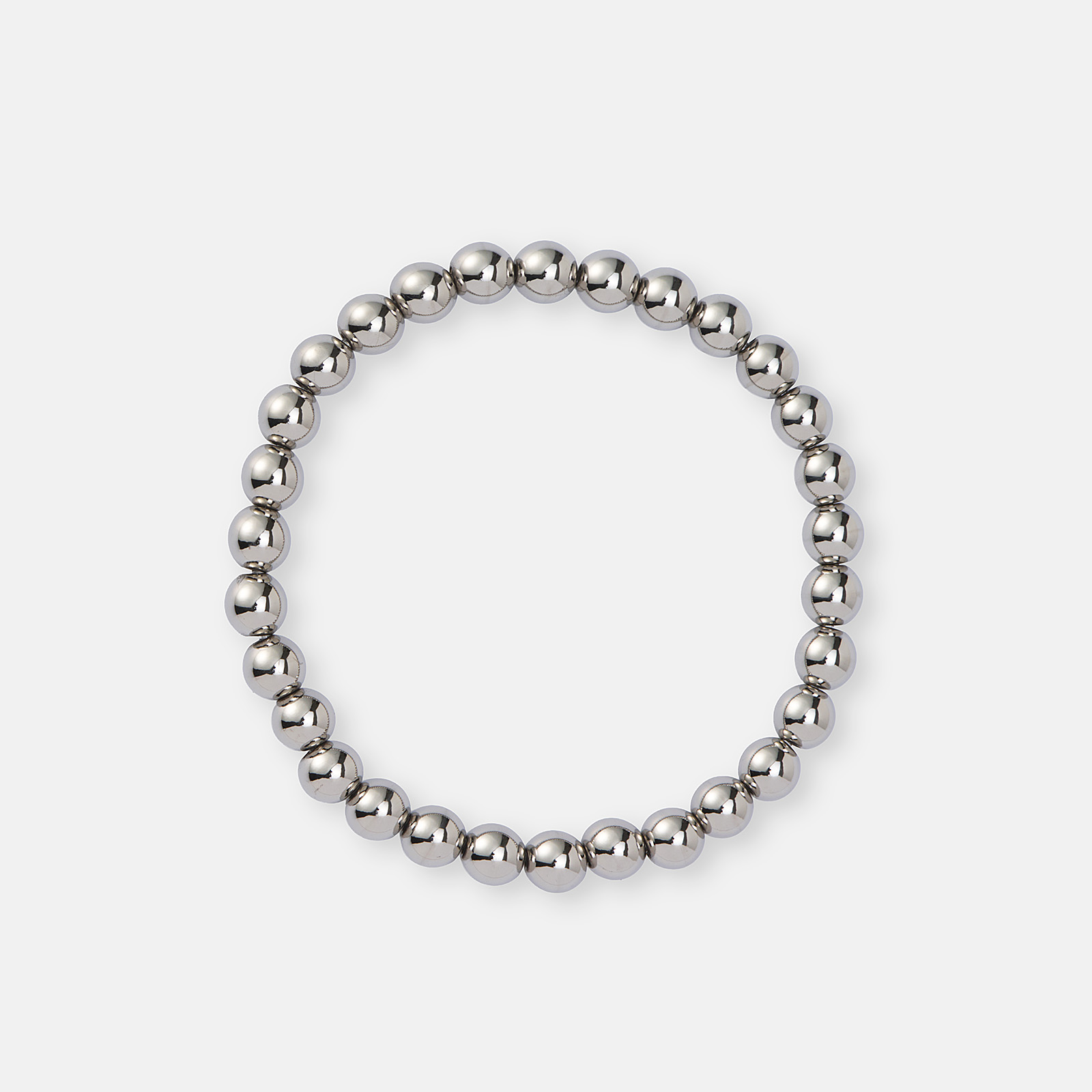 Armband i stål - elastiskt med 6mm kulor, 17cm