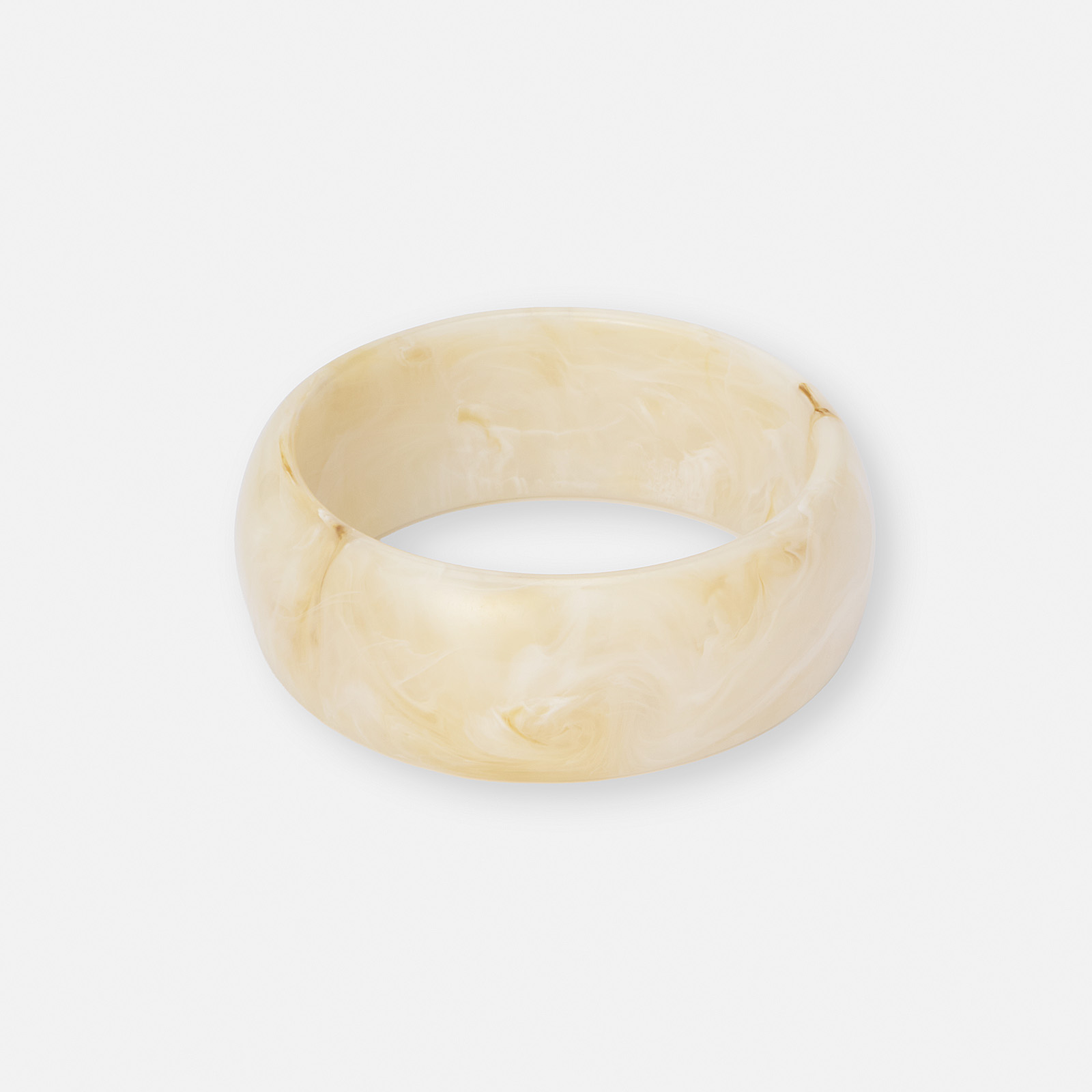 Stelt armband i vit resin - 3,5 cm brett, 63 mm i diameter