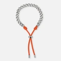Armband i stål - 6mm pansar med justerbart orange tygrep