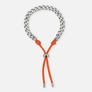 Armband i stål - 6mm pansar med justerbart orange tygrep