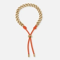 Armband i guldpläterat stål - 6mm pansar med justerbart orange tygrep