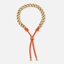 Armband i guldpläterat stål - 6mm pansar med justerbart orange tygrep