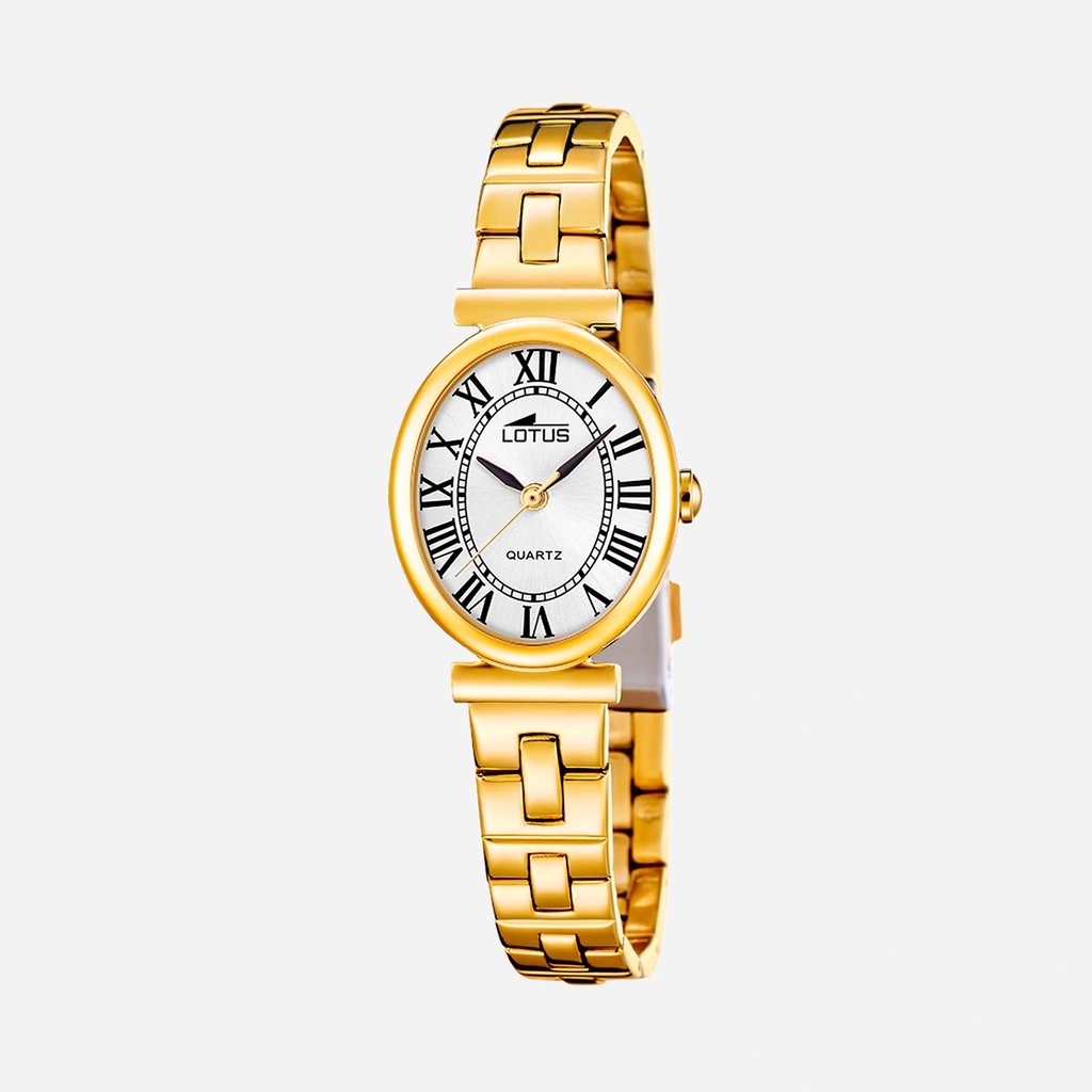 Lotus 2gether dam vit/guld, metallband - L19018/5