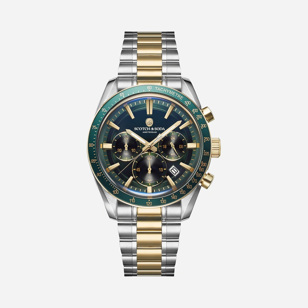 Scotch & Soda herr grön/bicolor, metallband - SSM.102C