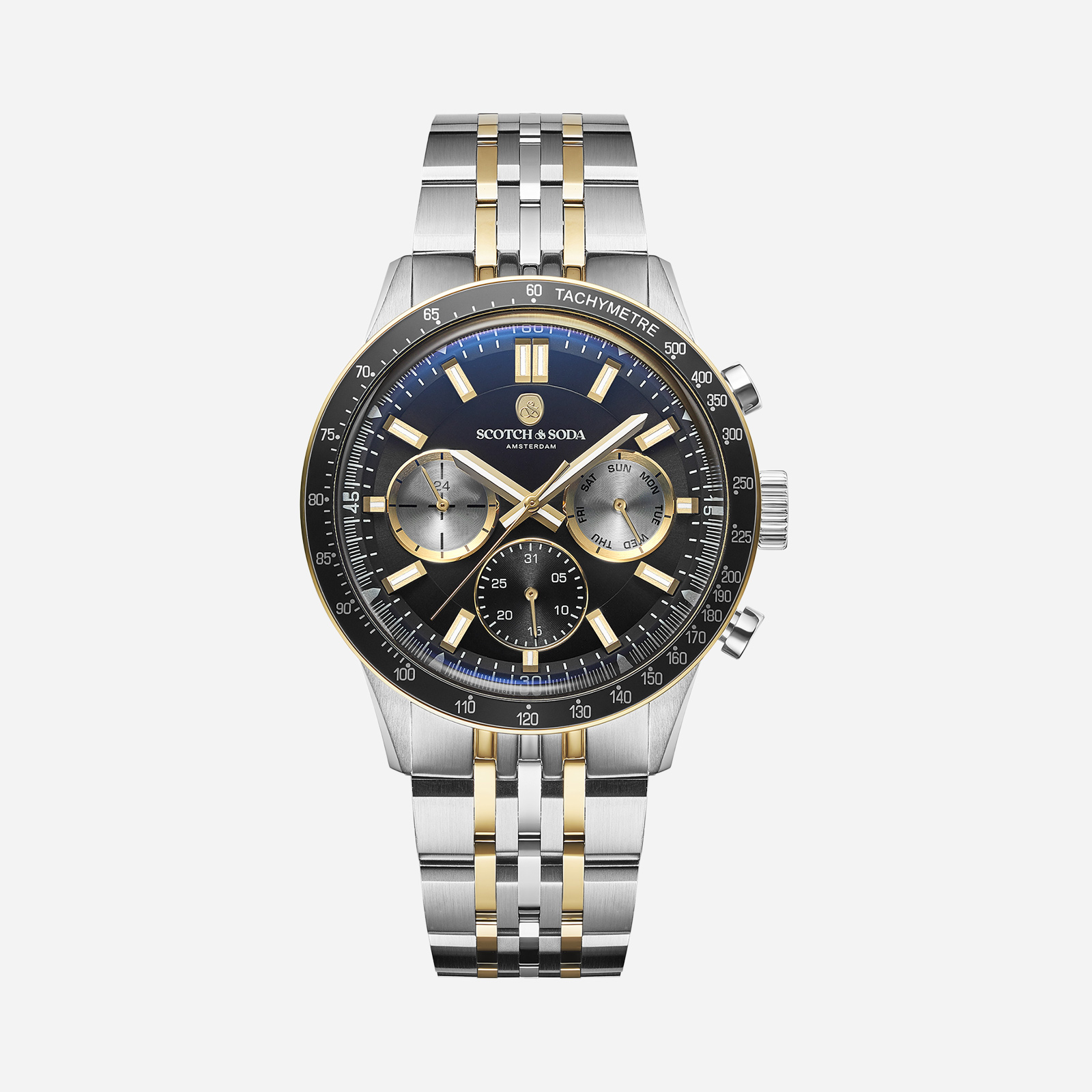 Scotch & Soda herr svart/bicolor, metallband - SSM.104D