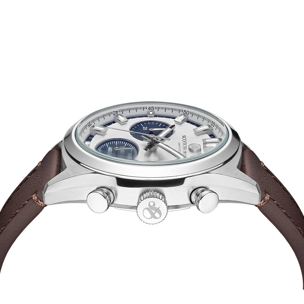 Scotch & Soda herr silver/stål, läderband - SSM.107C