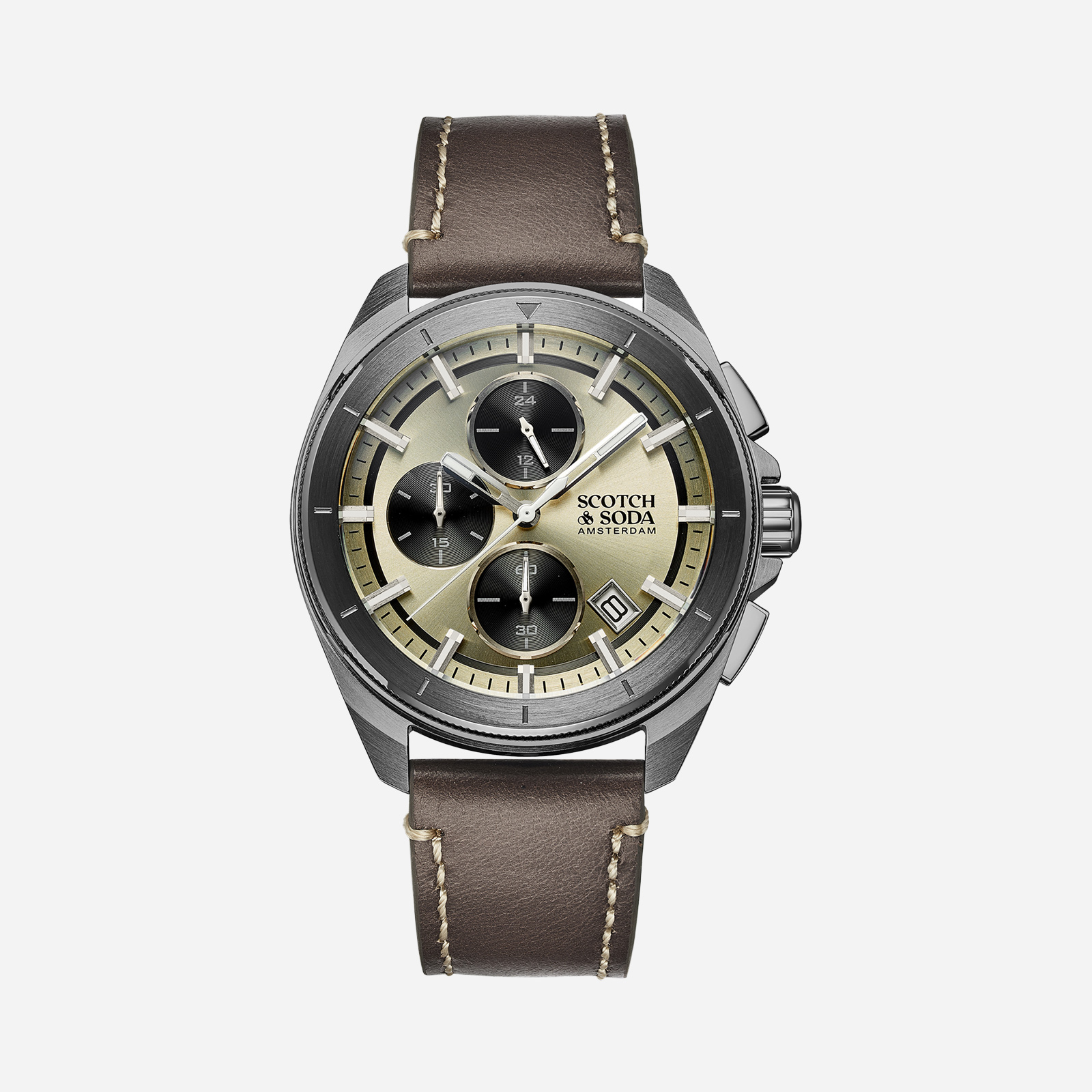 Scotch & Soda herr guld/grå, läderband - SSM.109E