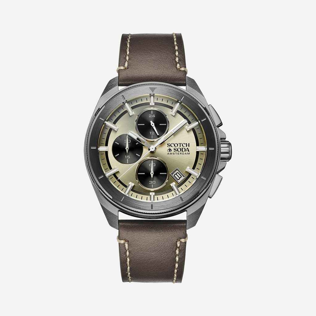 Scotch & Soda herr guld/grå, läderband - SSM.109E