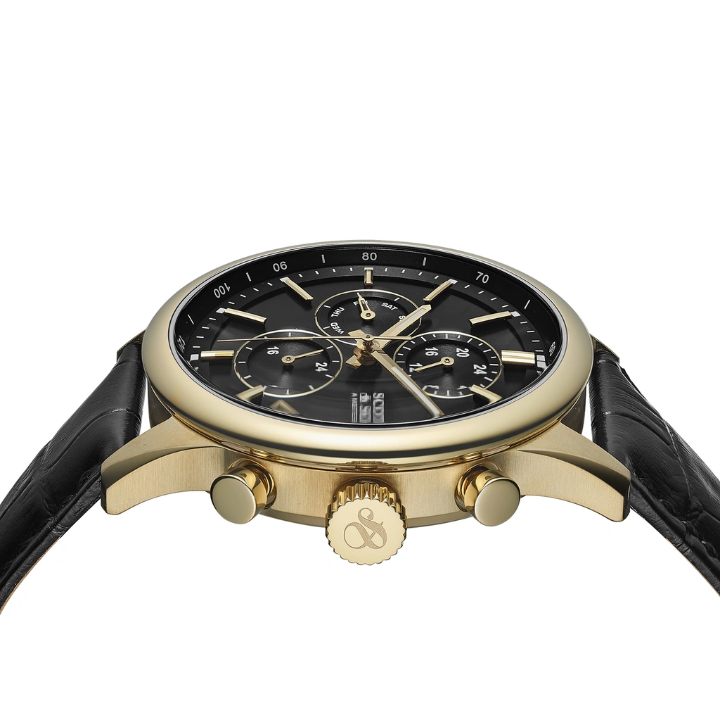 Scotch & Soda herr svart/guld, läderband - SSM.116D