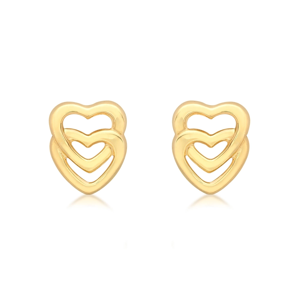 Örhängen för barn 9k guld - dubbelhjärtan