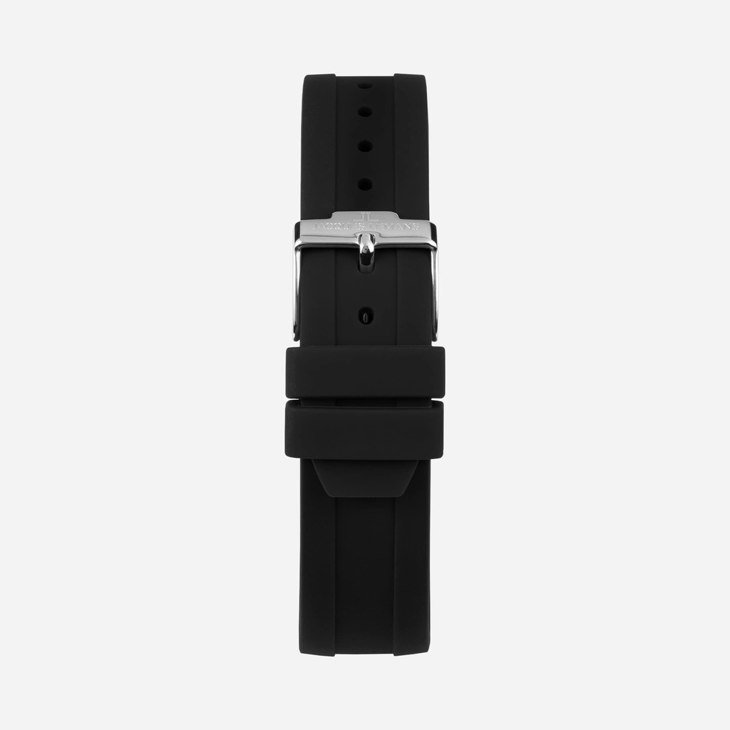 Jacques Lemans Liverpool herr svart/stål, silikonband - 1-2127C