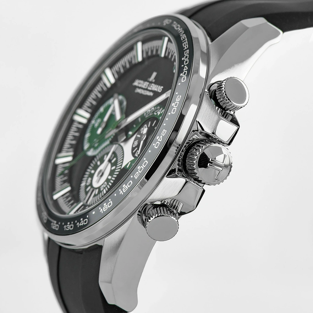 Jacques Lemans Liverpool herr svart/stål, silikonband - 1-2127C