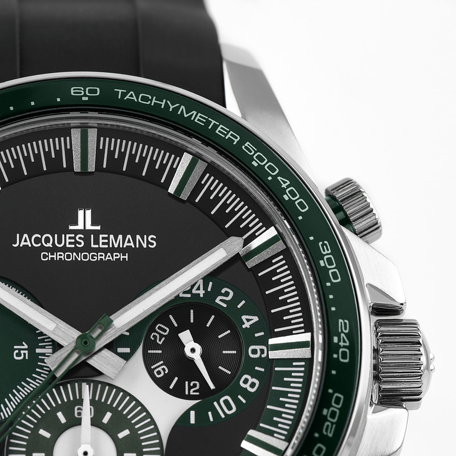 Jacques Lemans Liverpool herr svart/stål, silikonband - 1-2127C