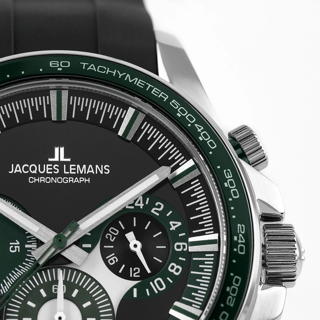 Jacques Lemans Liverpool herr svart/stål, silikonband - 1-2127C
