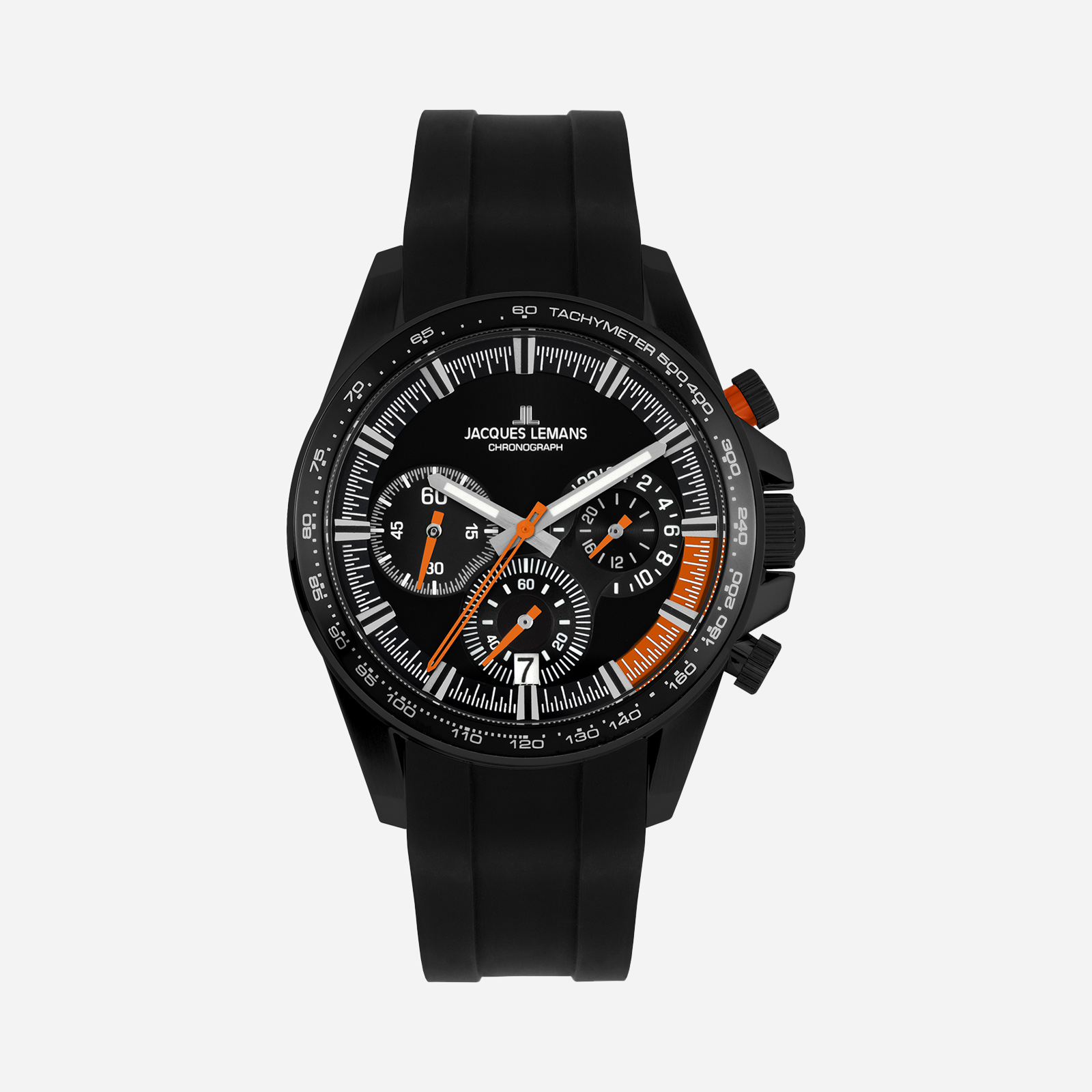 Jacques Lemans Liverpool herr svart, silikonband - 1-2127D