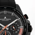 Jacques Lemans Liverpool herr svart, silikonband - 1-2127D