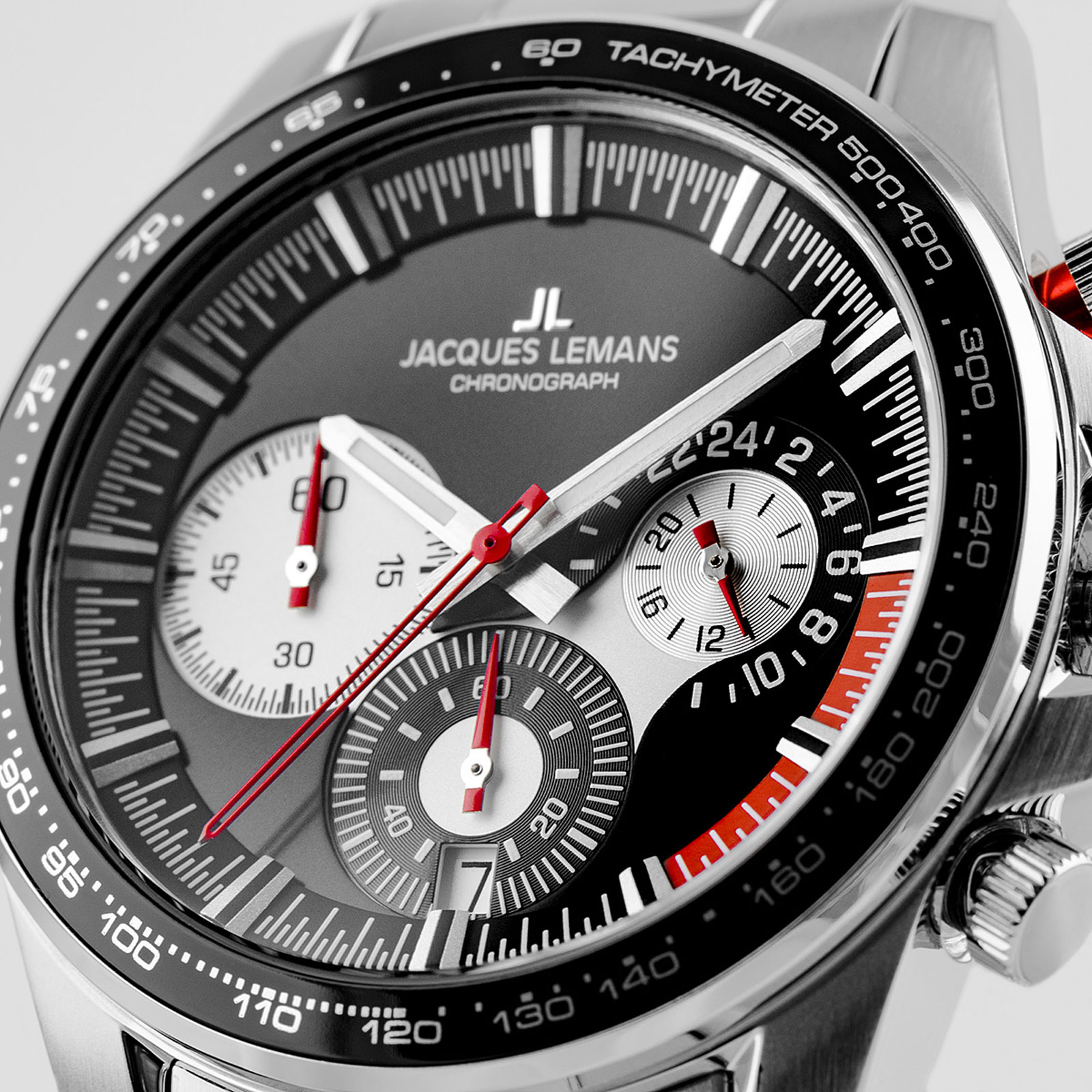 Jacques Lemans Liverpool herr svart/stål, metallband - 1-2127E