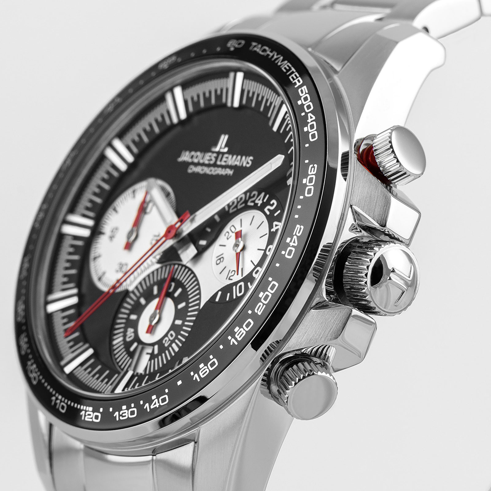 Jacques Lemans Liverpool herr svart/stål, metallband - 1-2127E