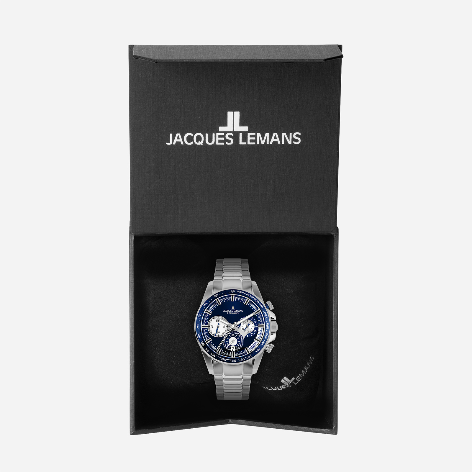 Jacques Lemans Liverpool herr blå/stål, metallband - 1-2127F