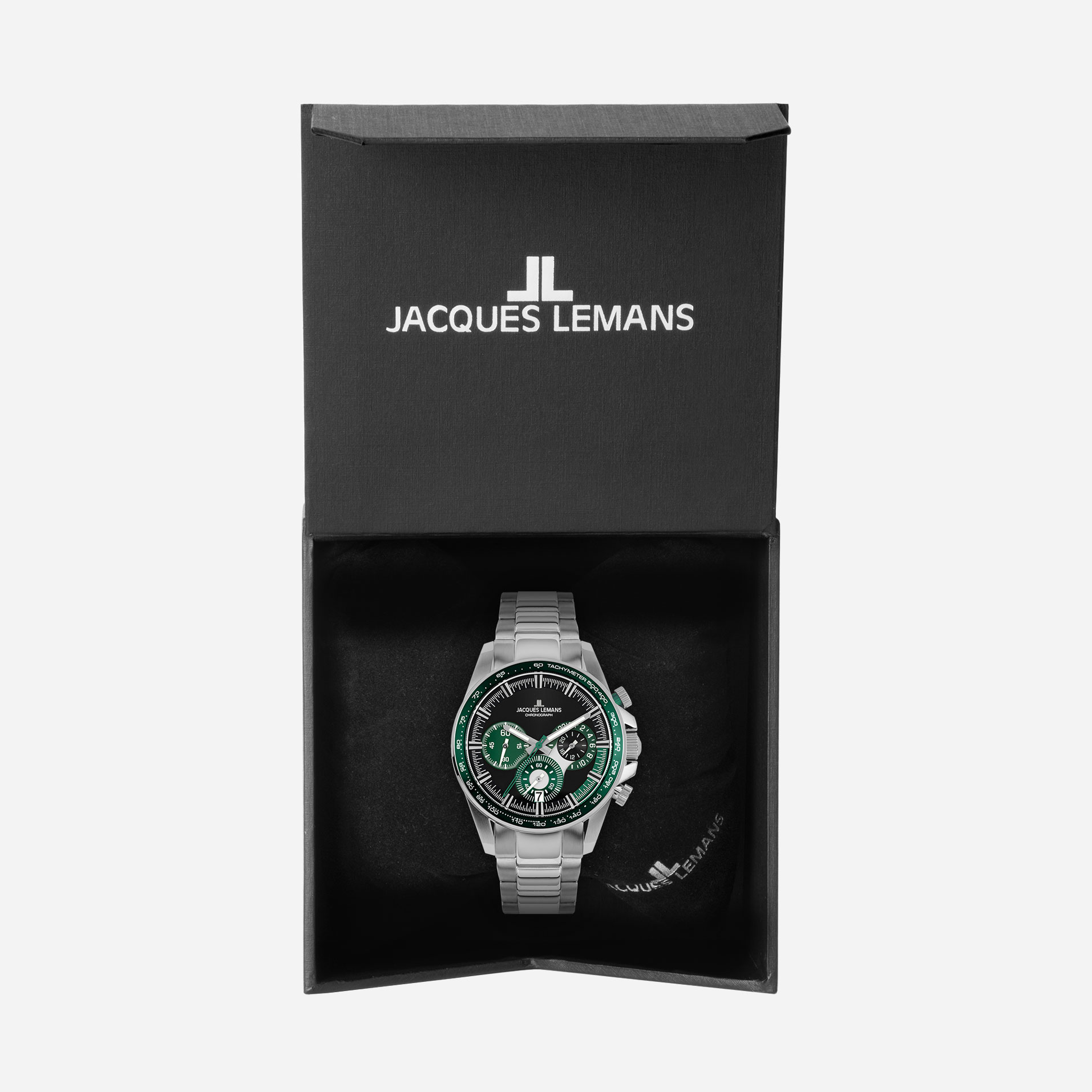 Jacques Lemans Liverpool herr svart/stål, metallband - 1-2127G