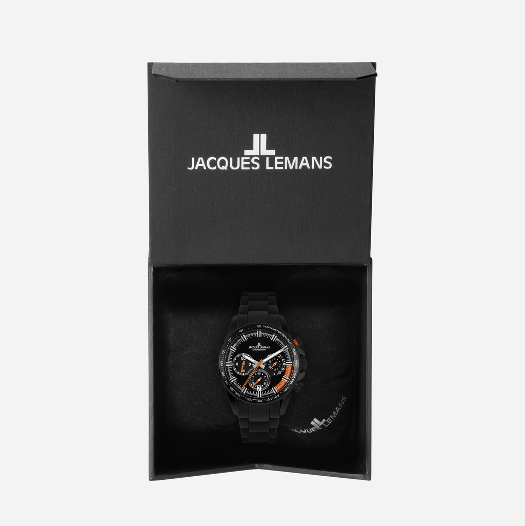 Jacques Lemans Liverpool herr svart, metallband - 1-2127H