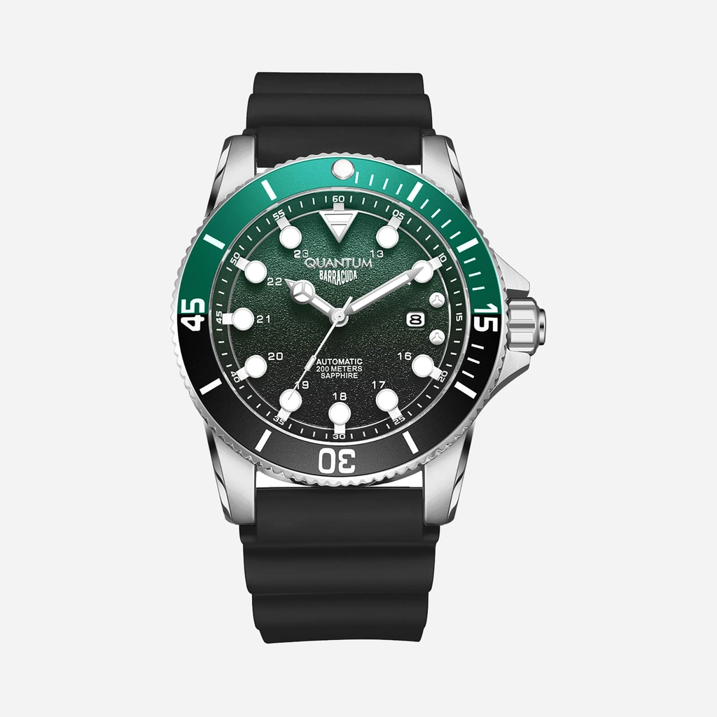 Quantum Automatic herr grön/stål, silikonband - BAR1115.371
