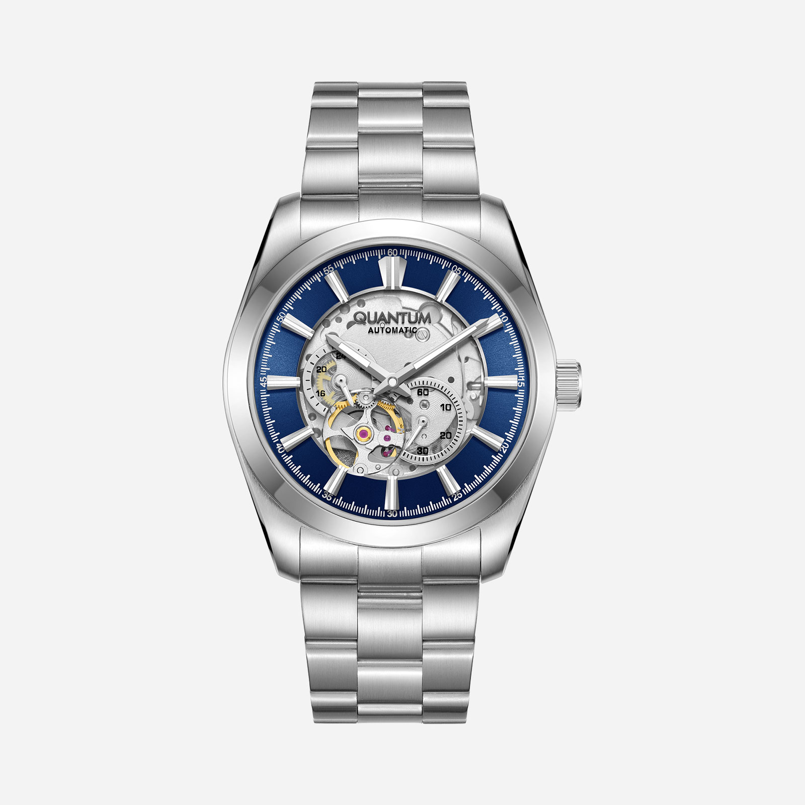 Quantum Automatic herr blå/stål, silikonband - QMG1132.390