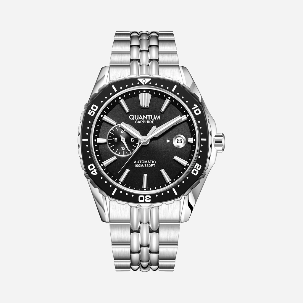 Quantum Automatic herr svart/stål, metallband - QMG1257.350