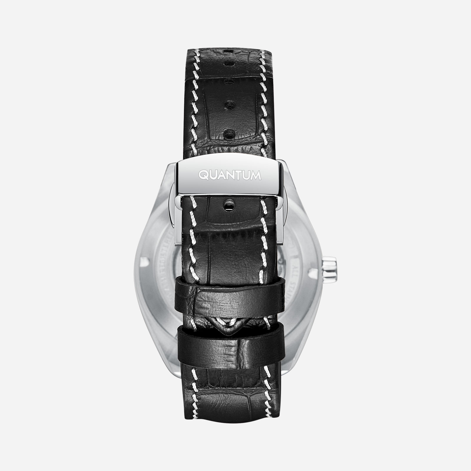 Quantum Automatic herr svart/stål, läderband - QMG1241.351