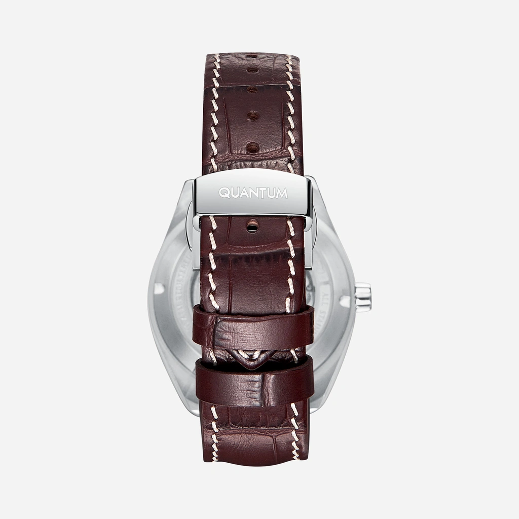 Quantum Automatic herr grå/stål, läderband - QMG1241.352