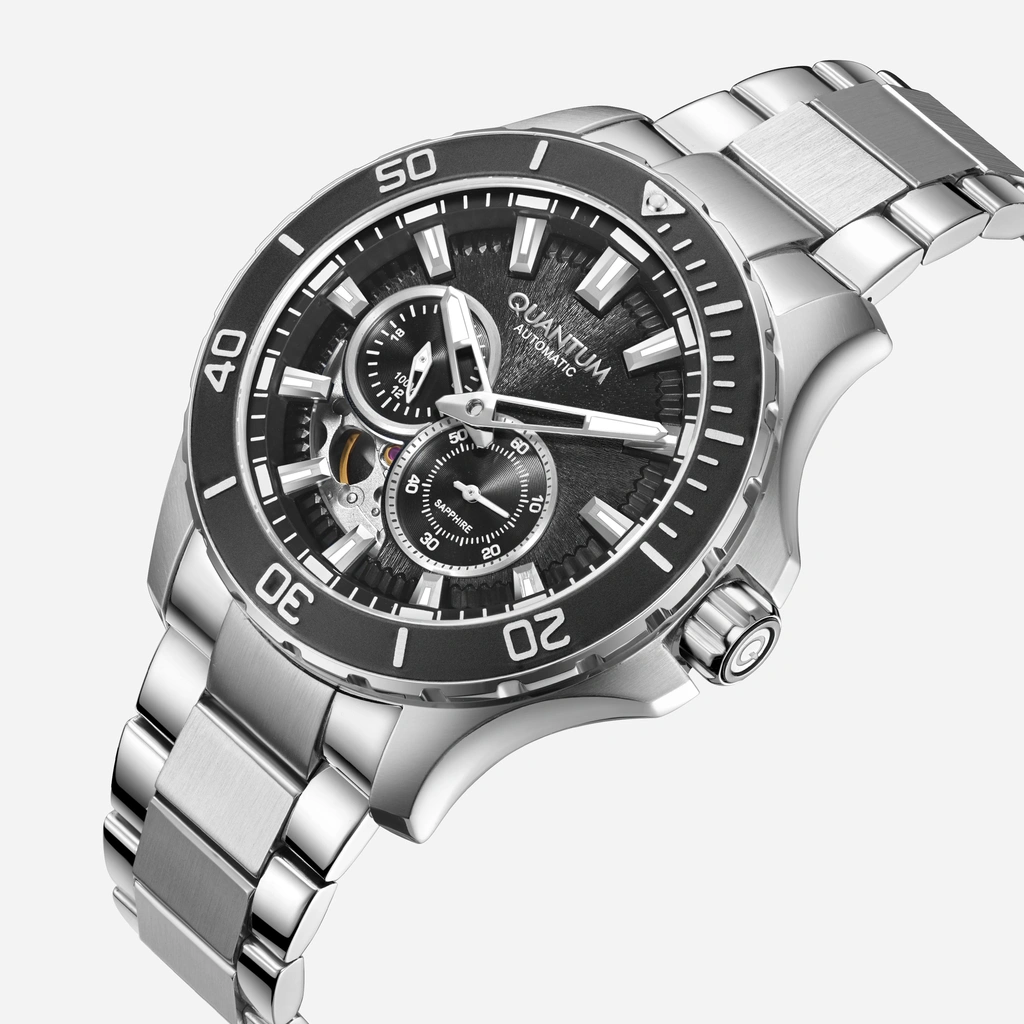 Quantum Automatic herr svart/stål, metallband - QMG1188.350