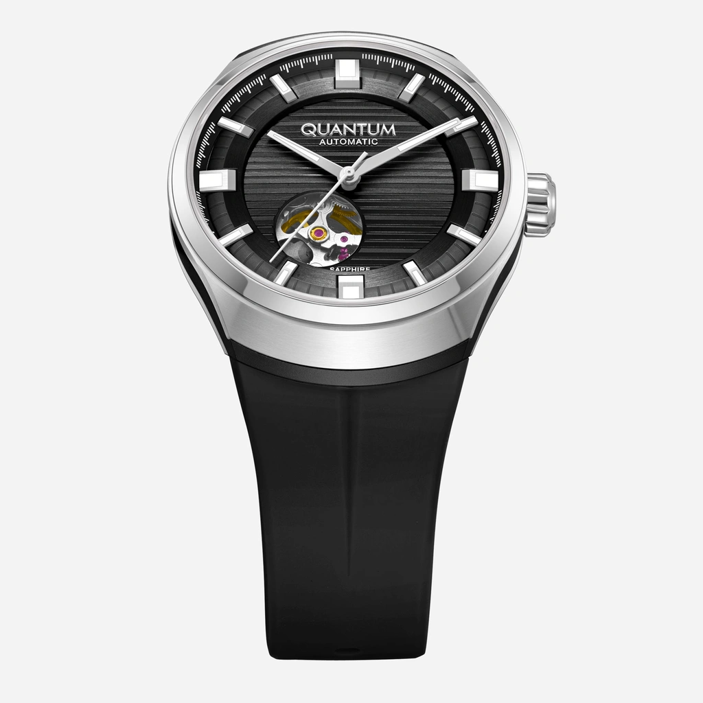 Quantum Automatic herr svart/stål, silikonband - QMG1203.351
