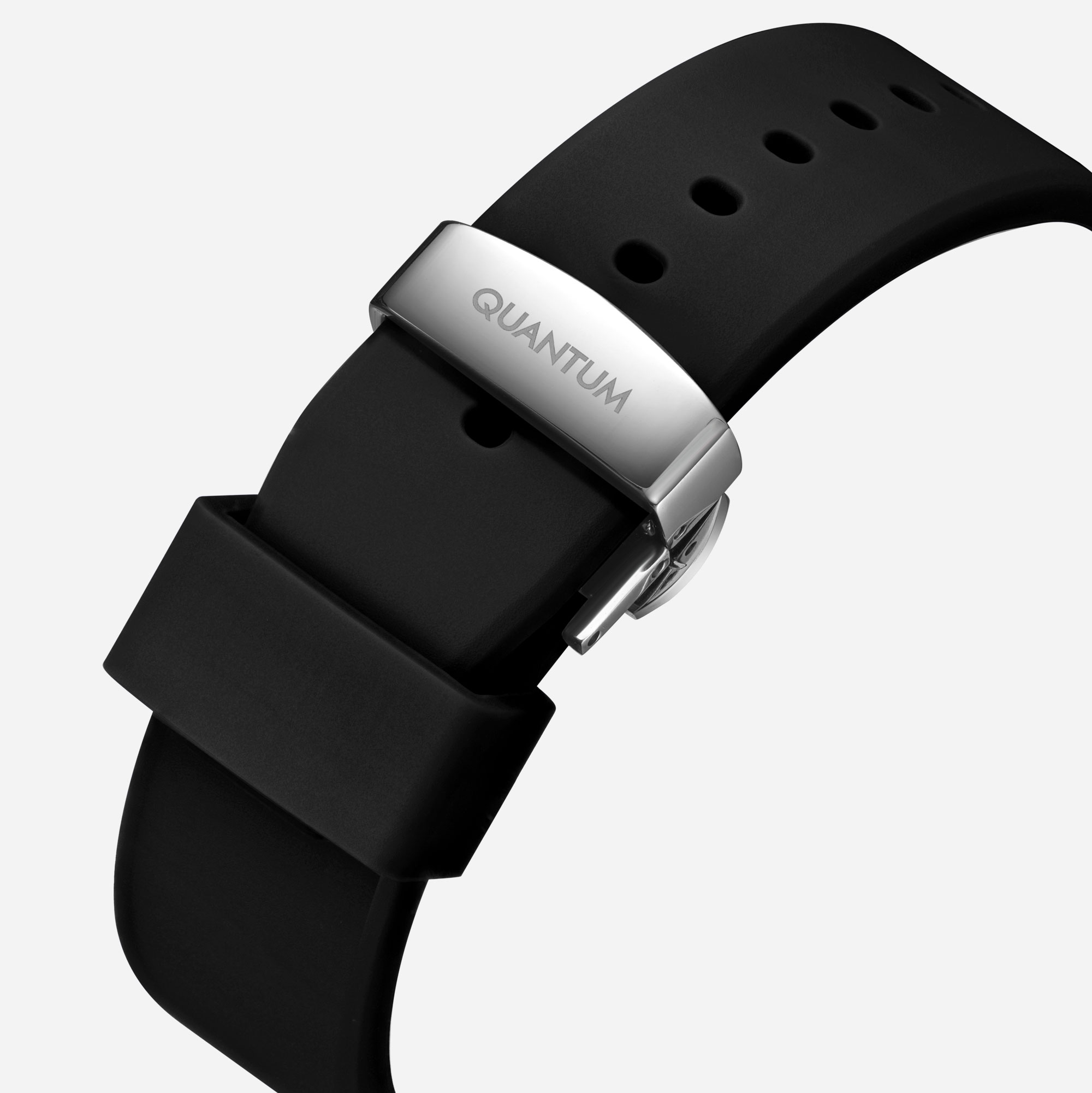 Quantum Automatic herr svart/stål, silikonband - QMG1203.351