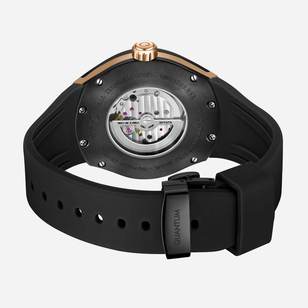 Quantum Automatic herr svart/stål, silikonband - QMG1203.851