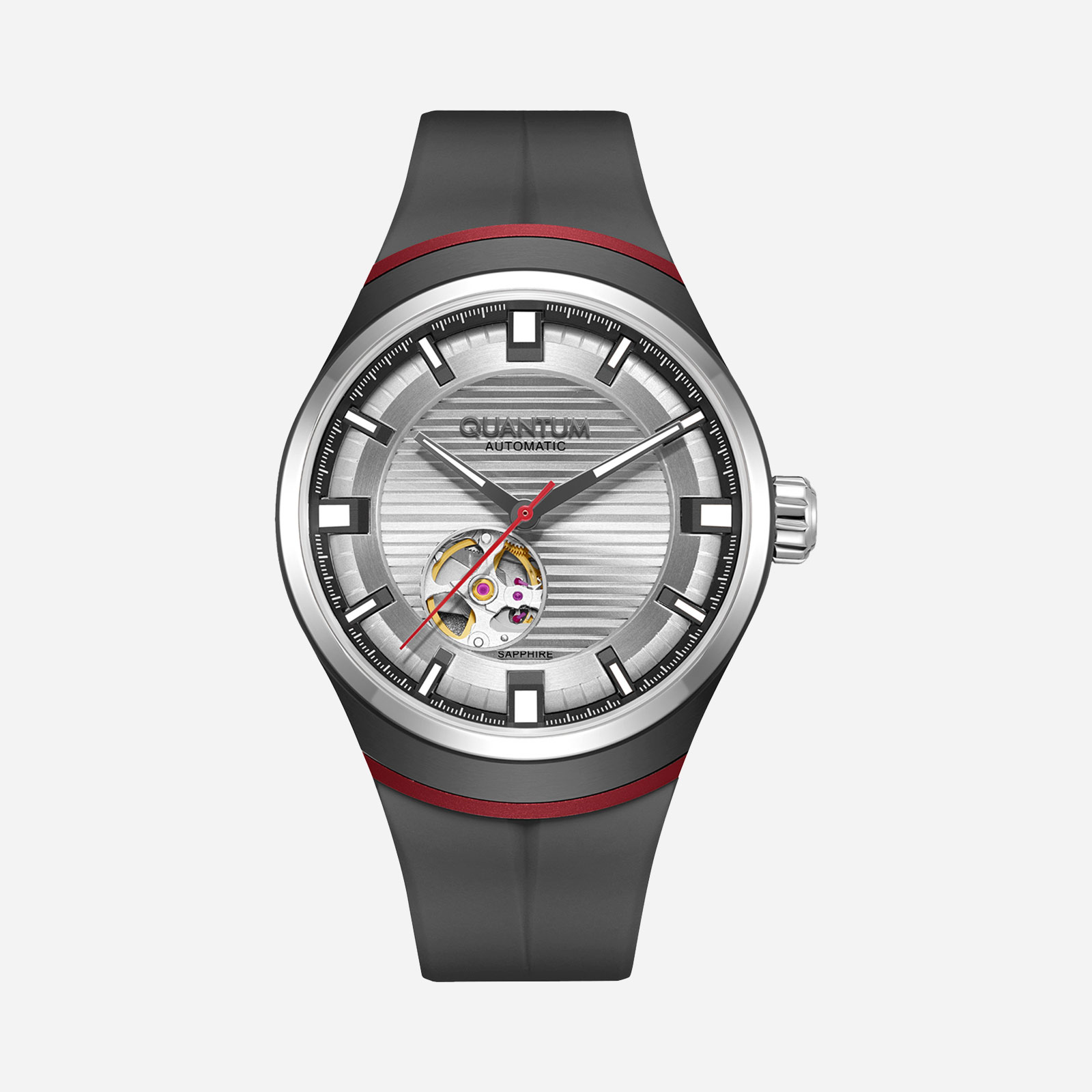 Quantum Automatic herr stål, silikonband - QMG1203.631